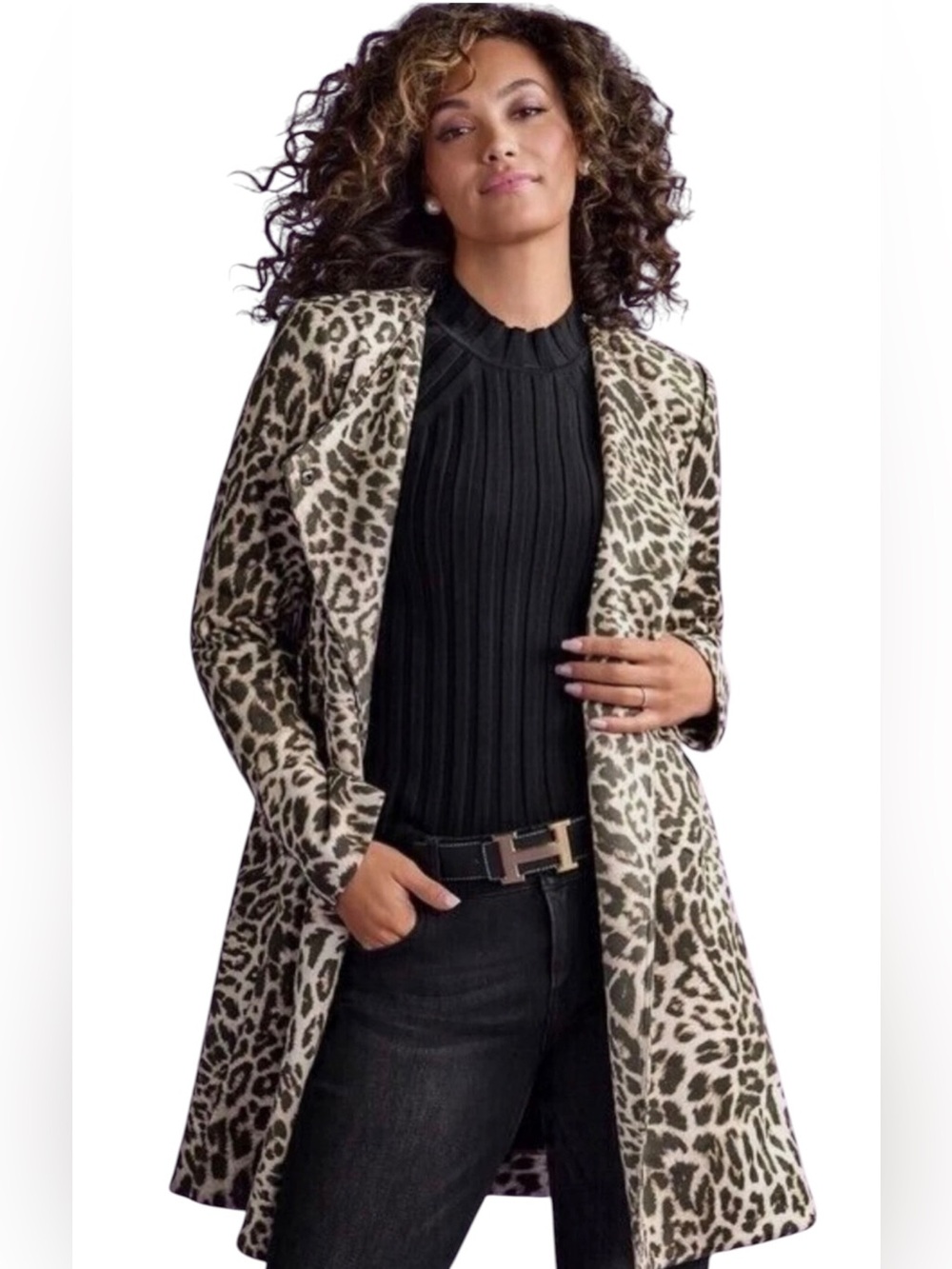 CABI style #4602 Sophia Jacket faux suede leopard print swing jacket sz M - NWOT